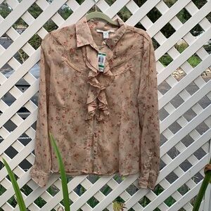 NWT WOMEN’S LARGE AMERICAN RAG RUFFLED BLOUSE
